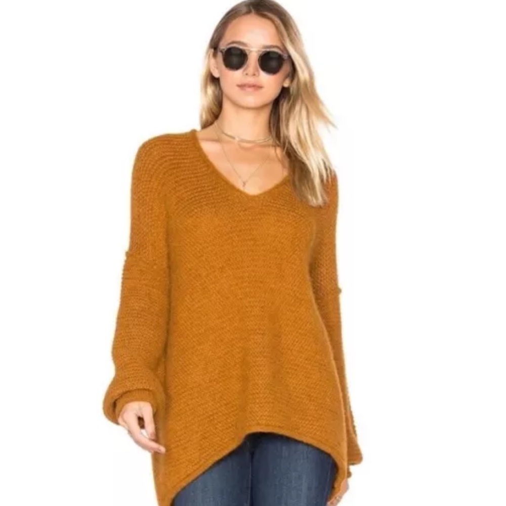 Free People All Mine oversized alpaca blend terracotta pullover sweater Sz XS